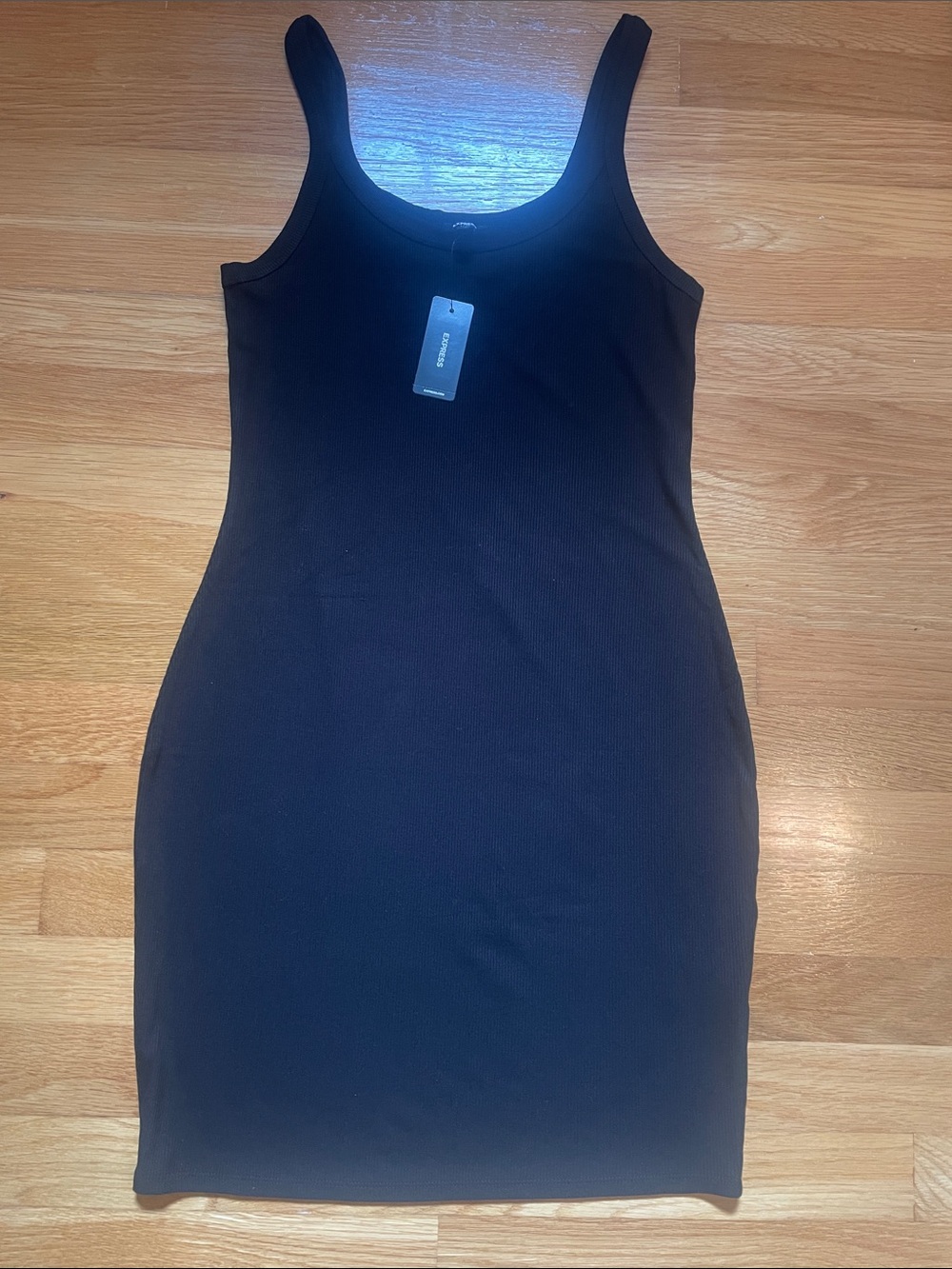 NWT New with Tags Express Black Ribbed Fitted Tank Style Dress